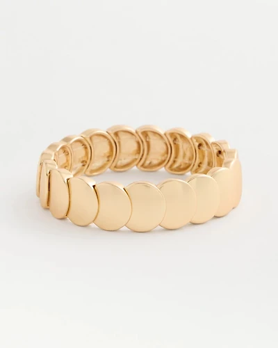 Semi-Bright Goldtone Flat Circle Stretch Bracelet