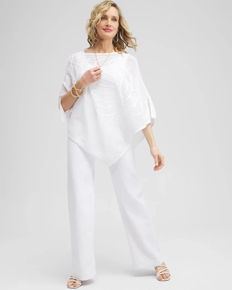 Embroidered Knit Triangle Poncho