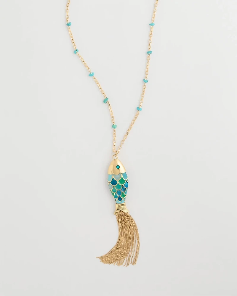 Tassel Fish Pendant Necklace