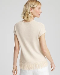 Fringe-Hem Dolman Sweater Tee