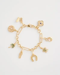 Shiny Goldtone Novelty Charm Bracelet