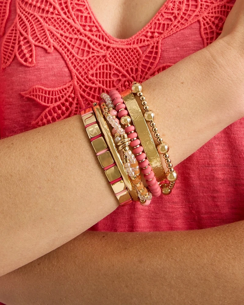 Glam Goldtone Slice Stretch Bracelet