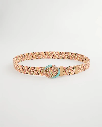 Raffia Wrapped Multi-Color Stretch Belt