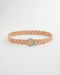 Raffia Wrapped Multi-Color Stretch Belt