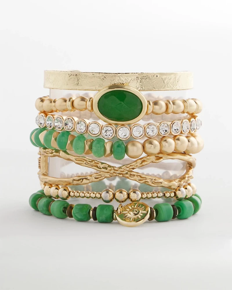 Square-Cut Beaded Sun Charm Bracelet