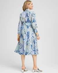 Cotton Voile Pleated-Hem Shirtdress