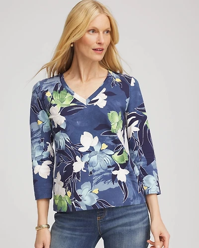 Printed 3/4 Sleeve Perfect Tee