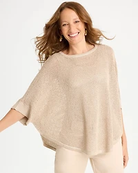 Sequin Boatneck Rounded Hem Poncho