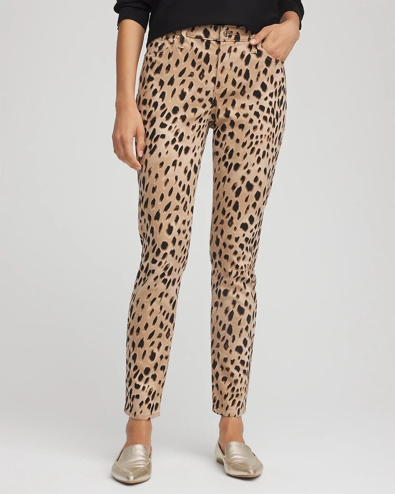 Animal-Print Girlfriend Slim-Ankle Jeans