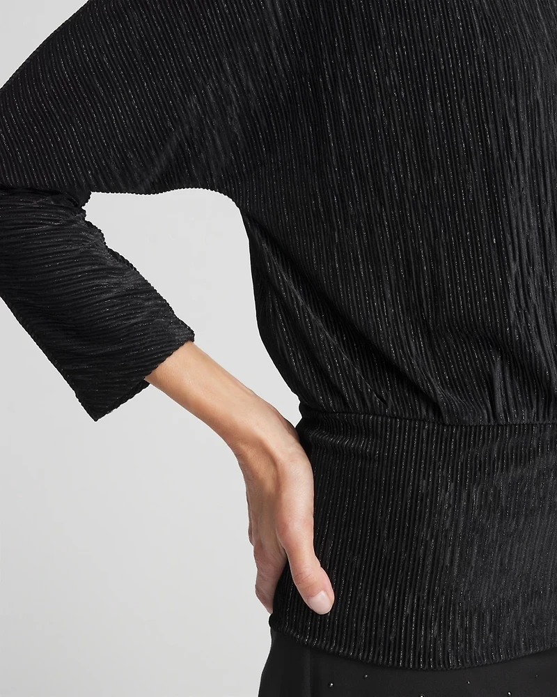 Crinkle Velvet Banded Hem Top