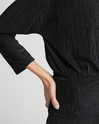 Crinkle Velvet Banded Hem Top