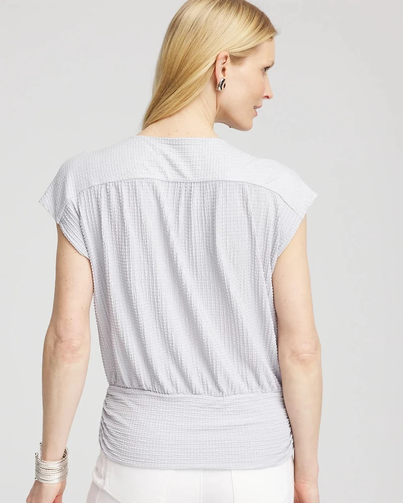 Foiled Knit Banded Bottom Top