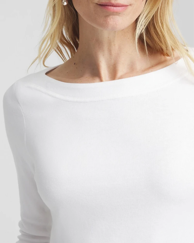 3/4 Sleeve Bateau Neck Tee
