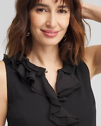 Ruffled Neck Sleeveless Blouse