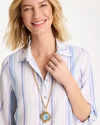 Twice As Nice Aqua Pendant Necklace