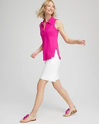 Slub Sleeveless Collared Tunic