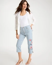 Girlfriend Slim Striped Capri Jeans
