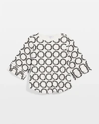 Geo Print Boatneck Bubble-Hem Top