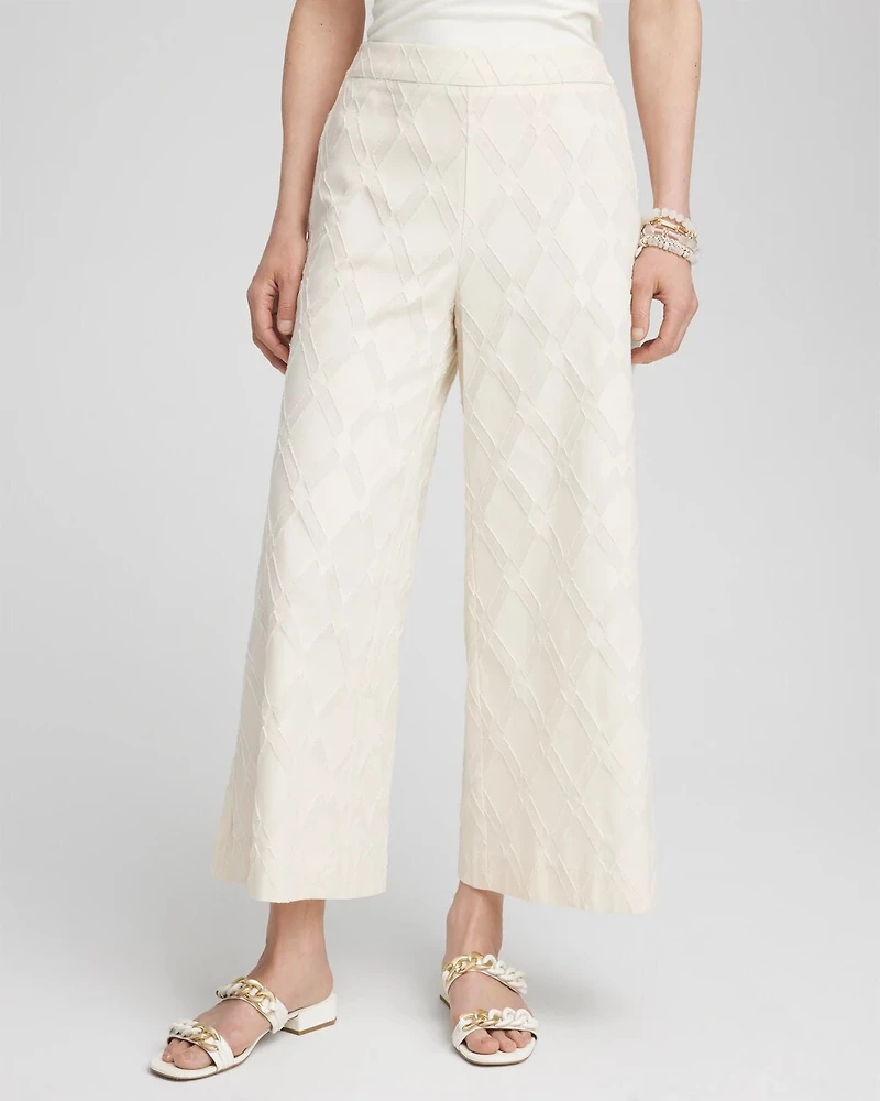 Textured Wide Leg Cropped Pants