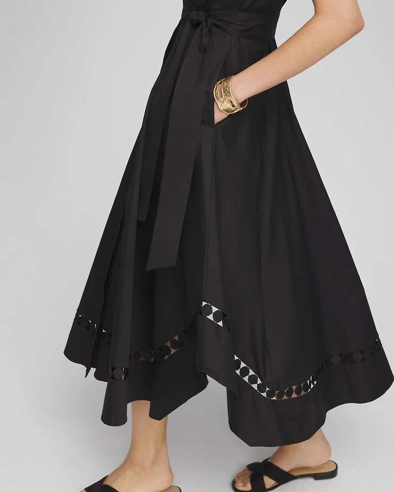 Poplin Circle Trim Maxi Shirtdress