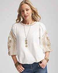 Bubble Hem Pleated Cotton Top