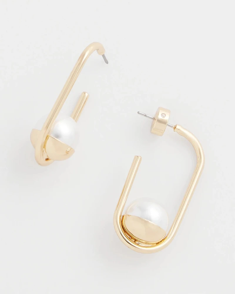 Pearl Gold Hoop Earrings