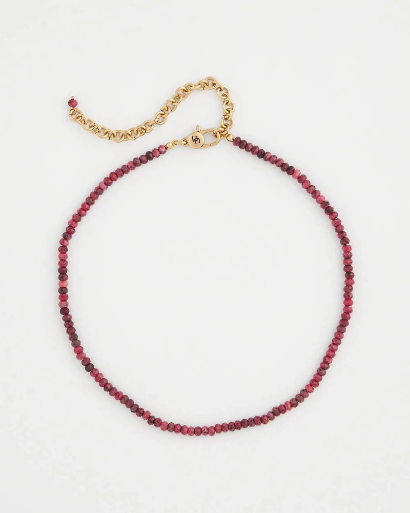 Rhodonite Stone Beaded Short Necklace