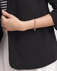 Silver-tone Small Bead Stretch Bracelet