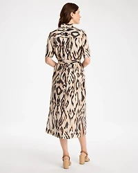 Ikat Printed Midi Length Shirtdress
