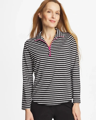 Zenergy® UPF Striped Contrast Half Zip Pullover Top