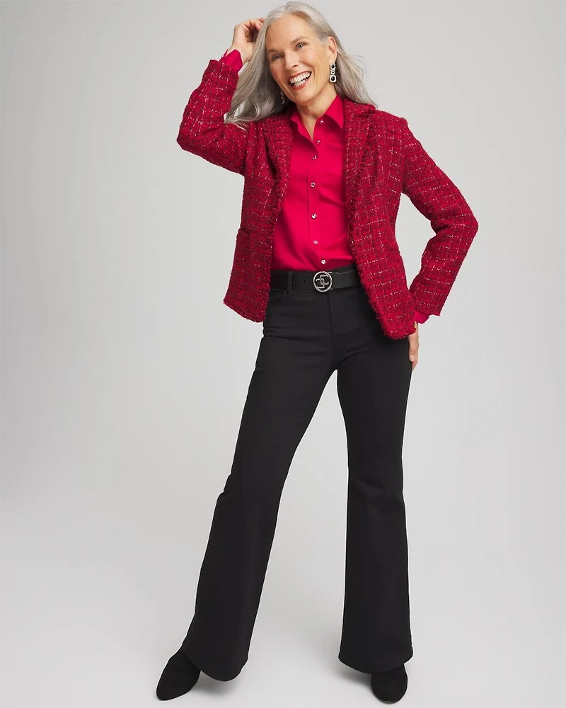 Red Tweed Sequins Blazer