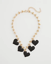 Black Heart Drop Off Necklace