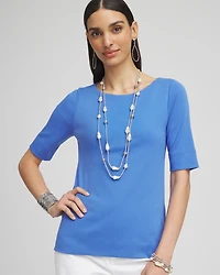 Pima Cotton Bateau-Neck Tee