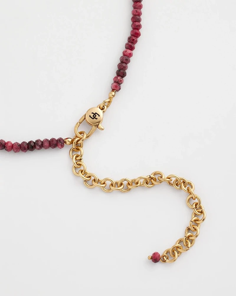 Rhodonite Stone Beaded Short Necklace