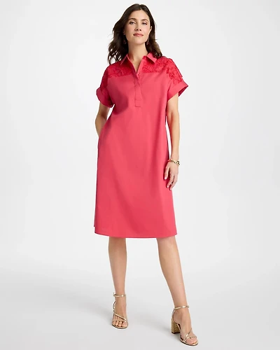 Popover Embroidered Poplin Dress