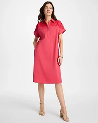 Popover Embroidered Poplin Dress