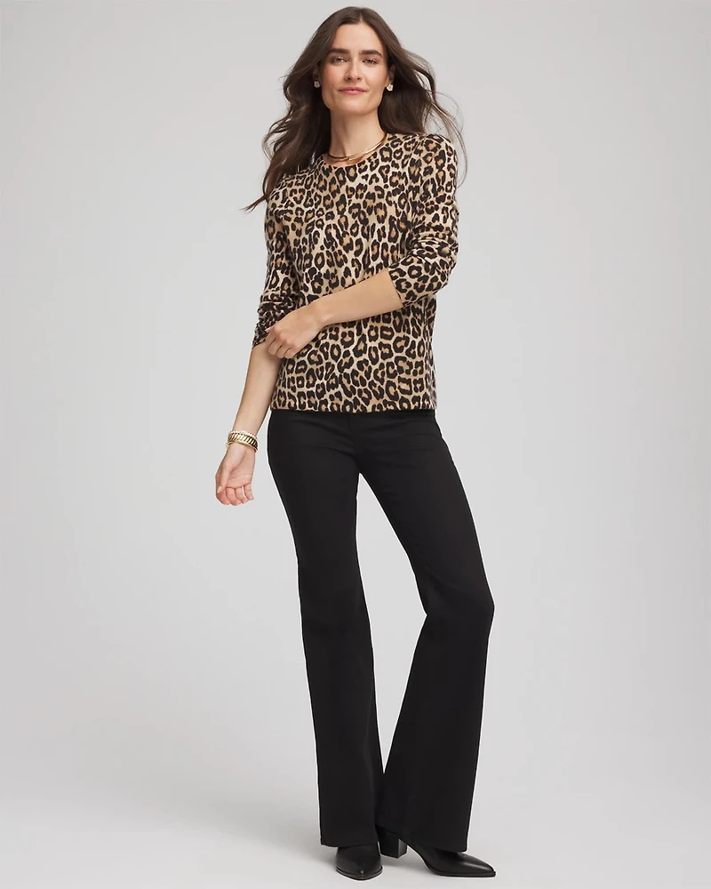 Cashmere Animal Long-Sleeve Pullover Sweater