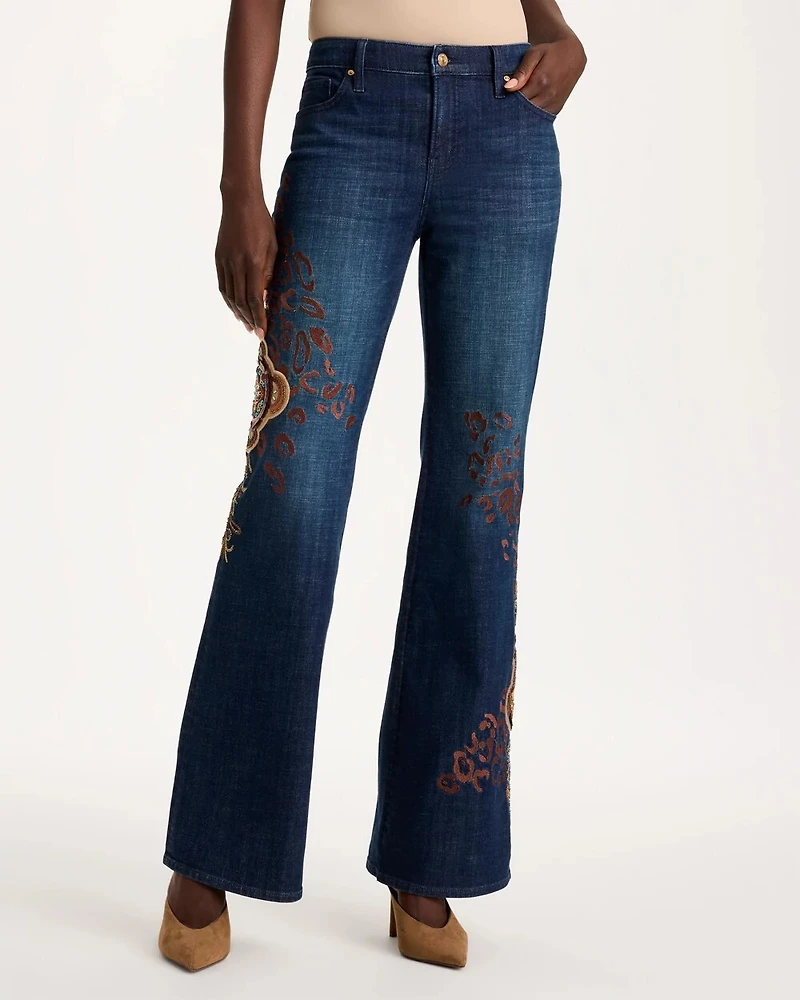 Embellished Girlfriend Flare Jeans