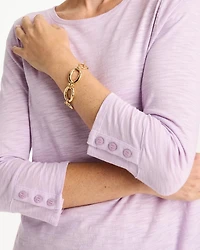 Cotton Slub 3/4 Sleeve Button Tee