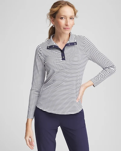 Zenergy® UPF Snap-Front Mockneck Pullover Top