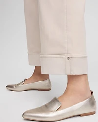 Pull-On Wide Leg Cuffed Jeans