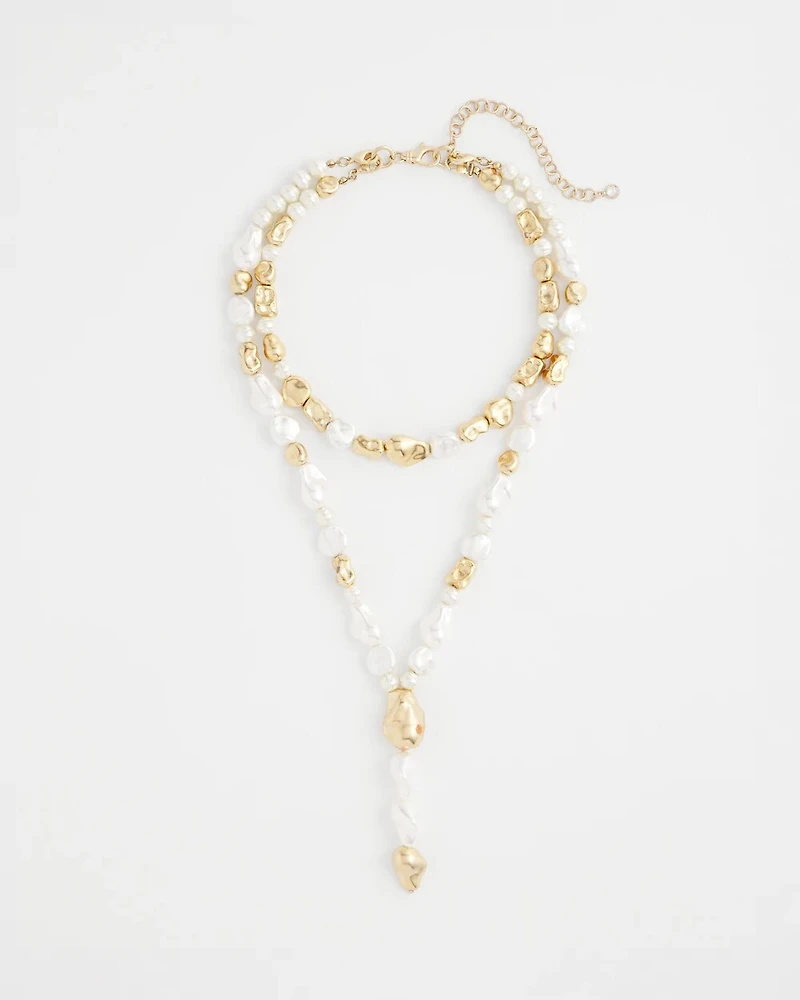 Double Strand Convertible Faux Pearl Necklace