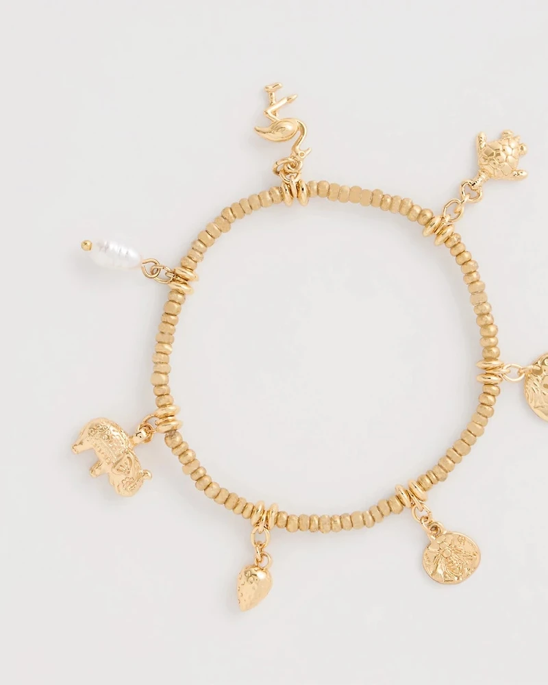 Goldtone Stretch Charm Bracelet
