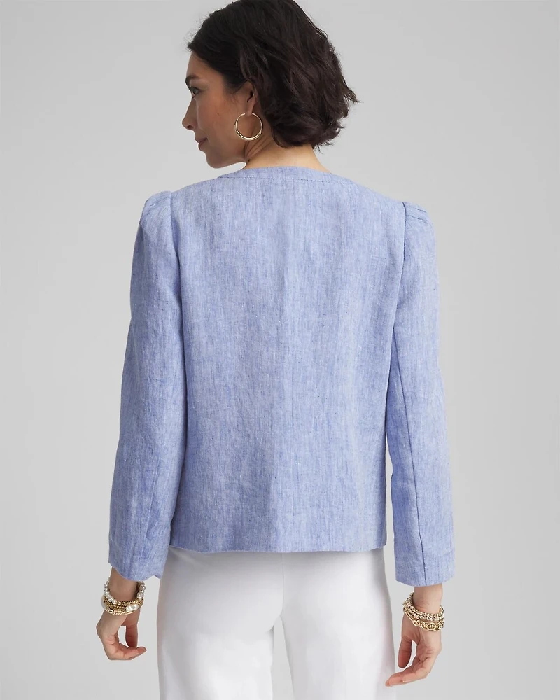 Collarless Linen Blazer