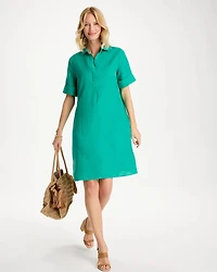 Linen-Cotton Popover Dress
