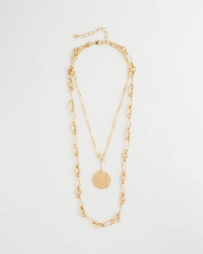 Sea Foam Medallion Double-Strand Pendant Necklace