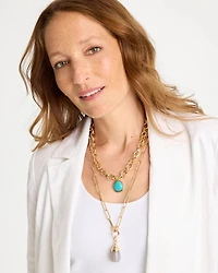 Double-Strand Blue Pendant Necklace