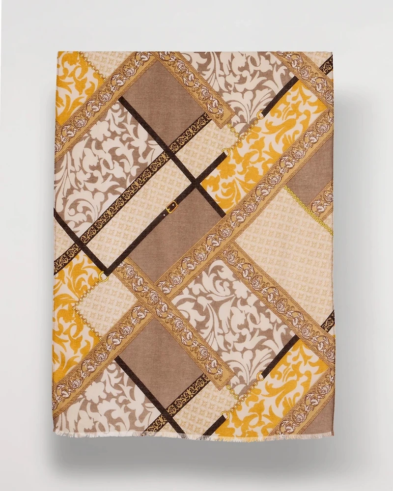 Paisley Print Block Oblong Scarf