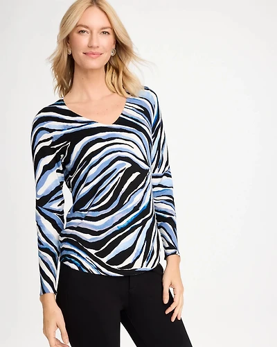 Ella Animal Print V-Neck Pullover Sweater