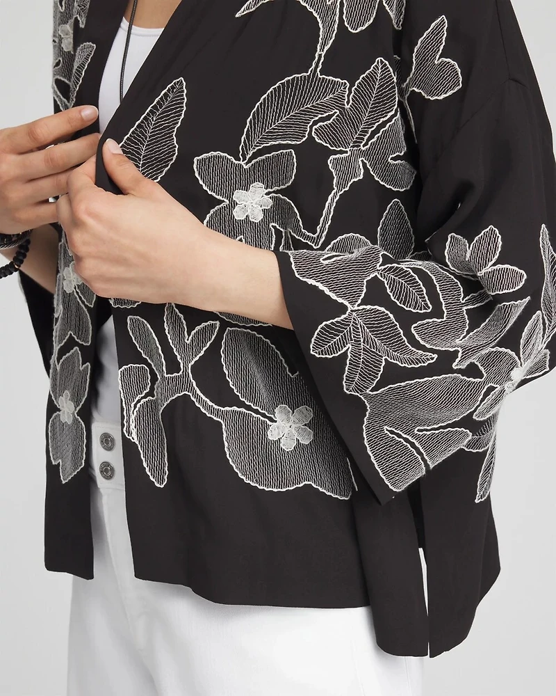 Embroidered Floral Kimono